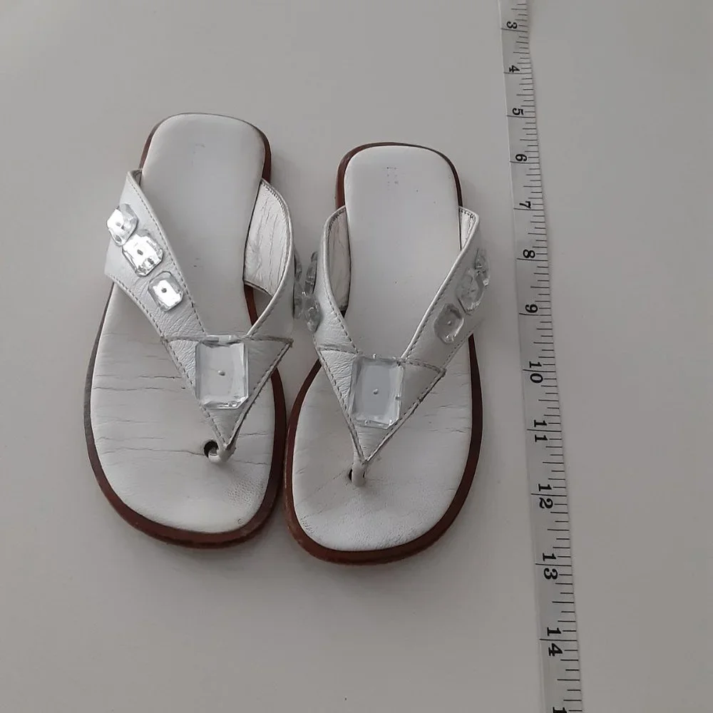 white leather toddler jeweled slipper - made in ITALY size 28